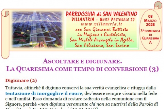 08.03.2026 – 3^ Domenica di Quaresima: Settimanale da consultare e stampare