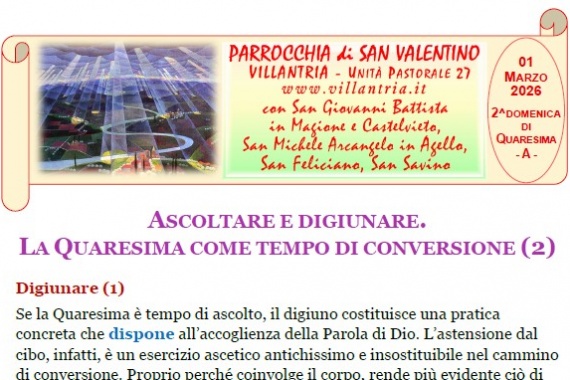 01.03.2026 – 2^ Domenica di Quaresima: Settimanale da consultare e stampare