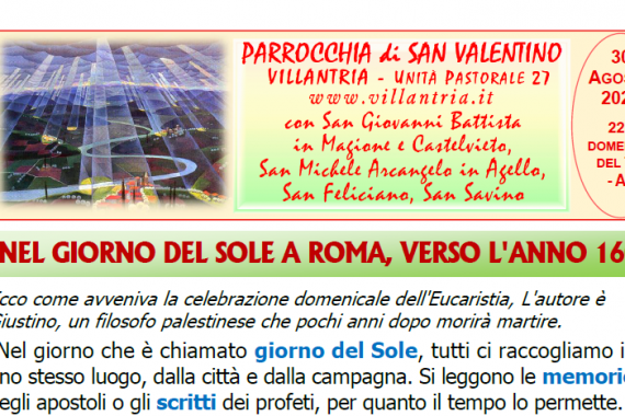 30.08.2026 – 22^ DOMENICA DEL T.O.: Settimanale da consultare e stampare