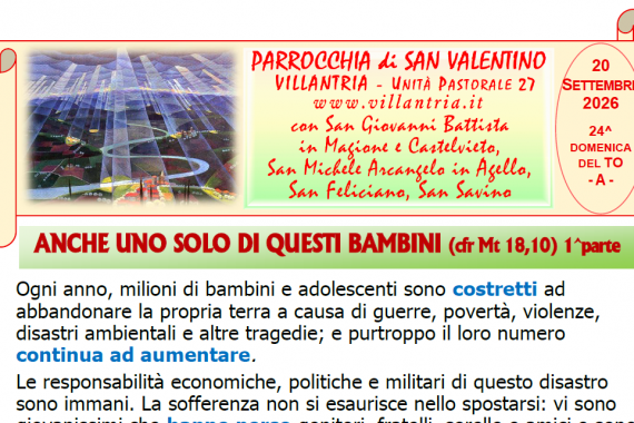 20.09.2026 – 25^ DOMENICA DEL T.O.: Settimanale da consultare e stampare