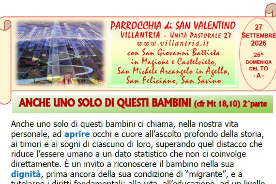 27.09.2026 – 26^ DOMENICA DEL T.O.: Settimanale da consultare e stampare