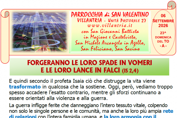 06.09.2026 – 23^ DOMENICA DEL T.O.: Settimanale da consultare e stampare