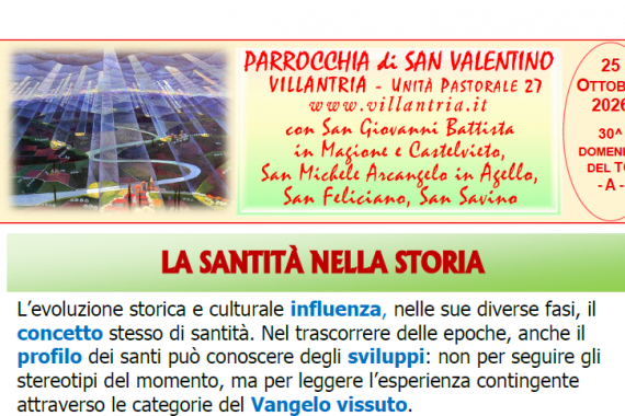 25.10.2026 – 30^ DOMENICA DEL T.O.: Settimanale da consultare e stampare
