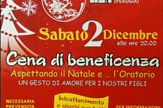 SAVE THE DATE: CENA DI BENEFICENZA “Aspettando il Natale e … l’Oratorio” – 2 Dicembre presso Azienda Agricola Pucciarella