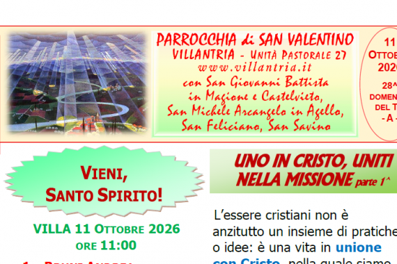 11.10.2026 – 28^ DOMENICA DEL T.O.: Settimanale da consultare e stampare